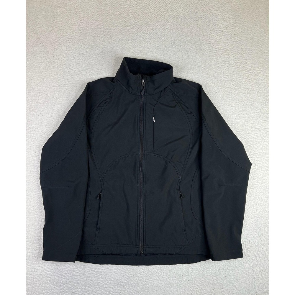 Double Diamond Jacket Womens Large Black Softshell Fleece Lined Full Zip Pockets